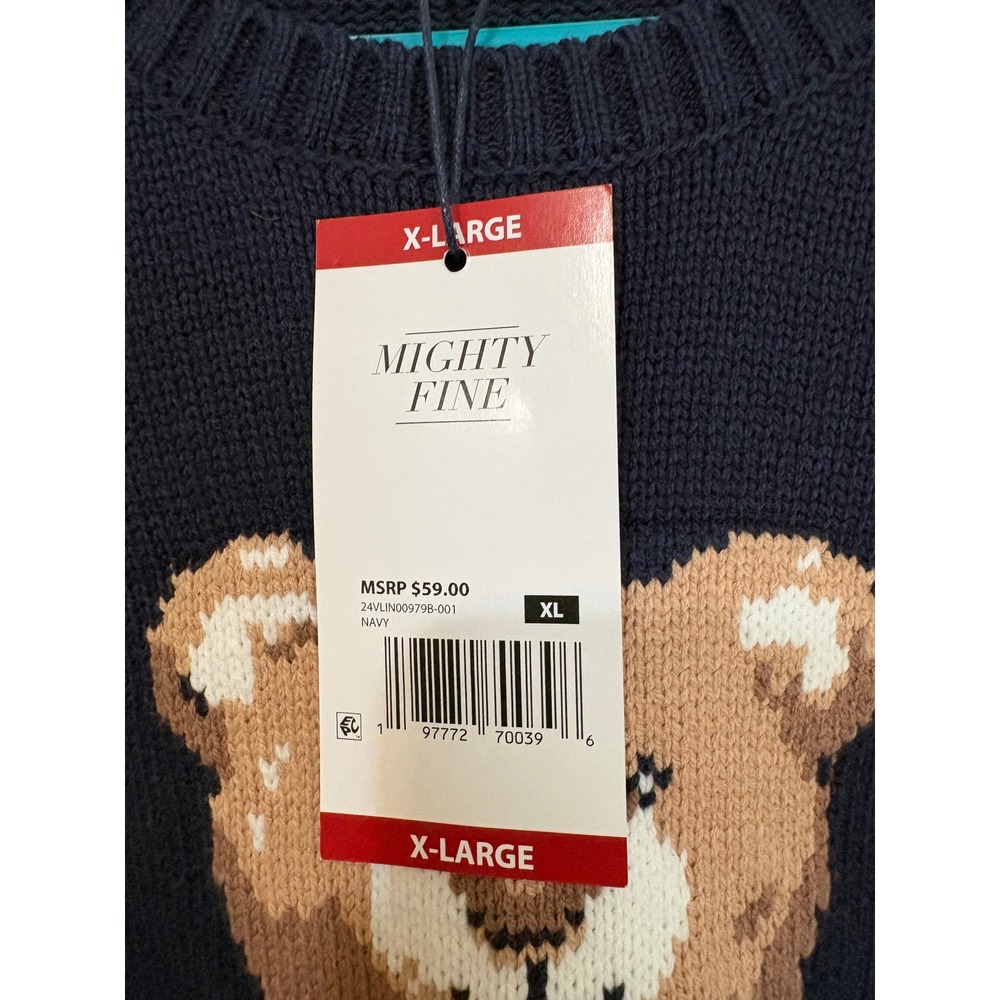 Mighty Fine Womens Navy USA Bear Knit Sweater XL NWT - Picture 5 of 8